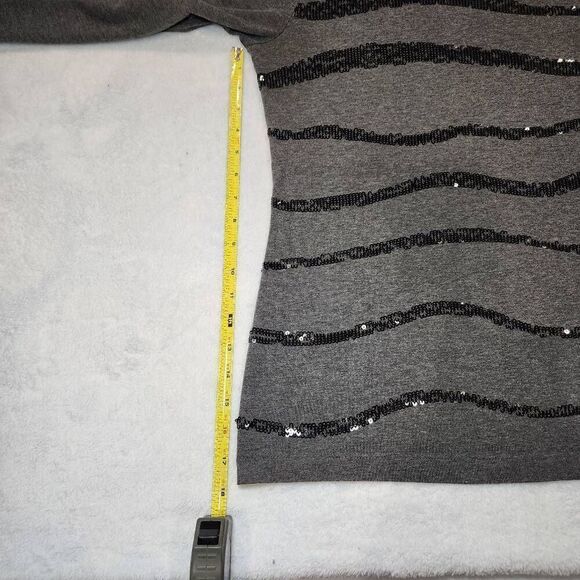 Van Heusen Gray Sequin Top Size extra small 3/4 Sleeve - Picture 7 of 12
